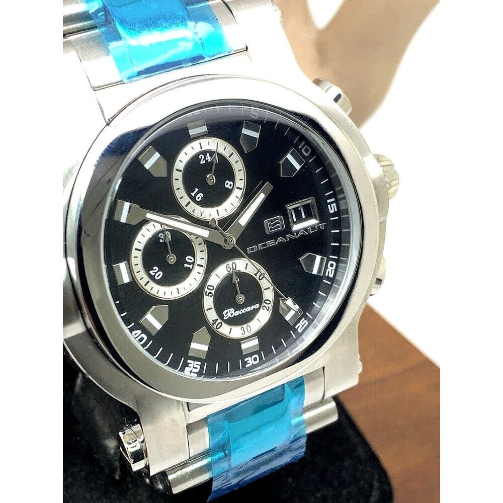 Oceanaut Men's Watch OC0821 Quartz Chronograph Black Dial Silver Steel 49mm